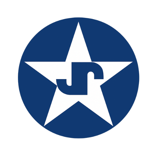 CV. Bintang Jaya Raya company logo, orange star with blue text